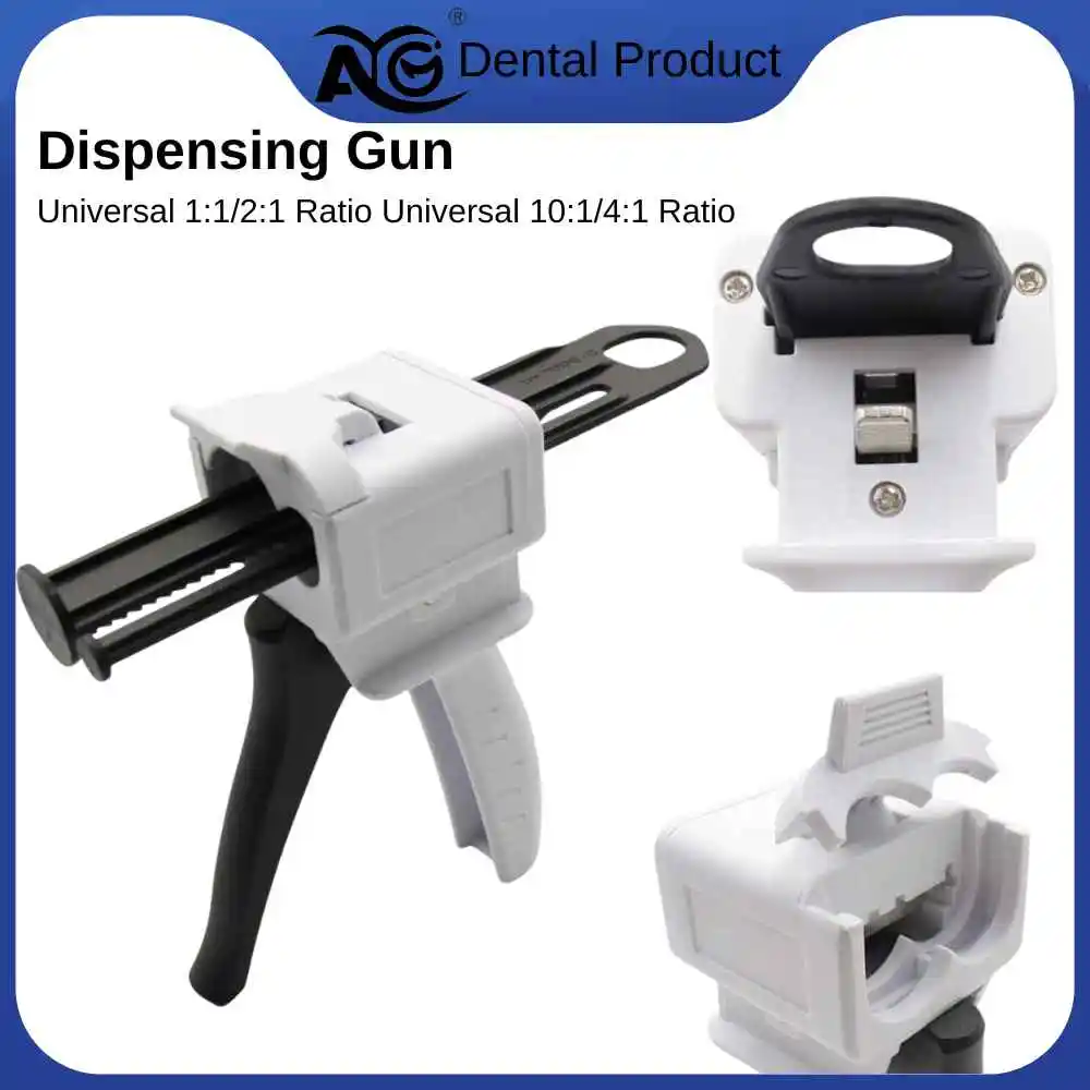 

AG Dispenser Gun Dental Silicon Rubber Impression Conveying Mixers Mixing Tips Dispensing Gun Disposable Universal Dentist Tools