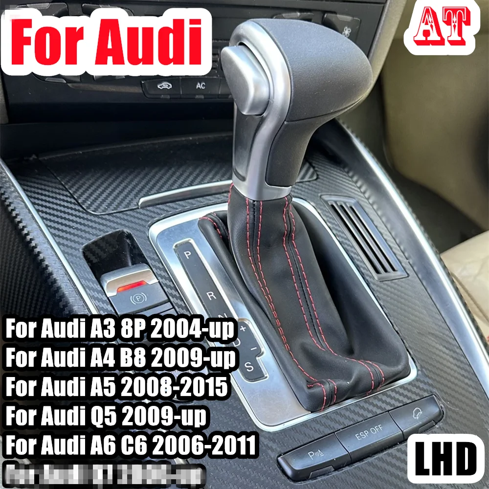 

Automatic Gear Shift Knob With Black PU Leather Boot Red Line For Audi A4 B8 A5 Q5 2009 2010 2011 2012 2013