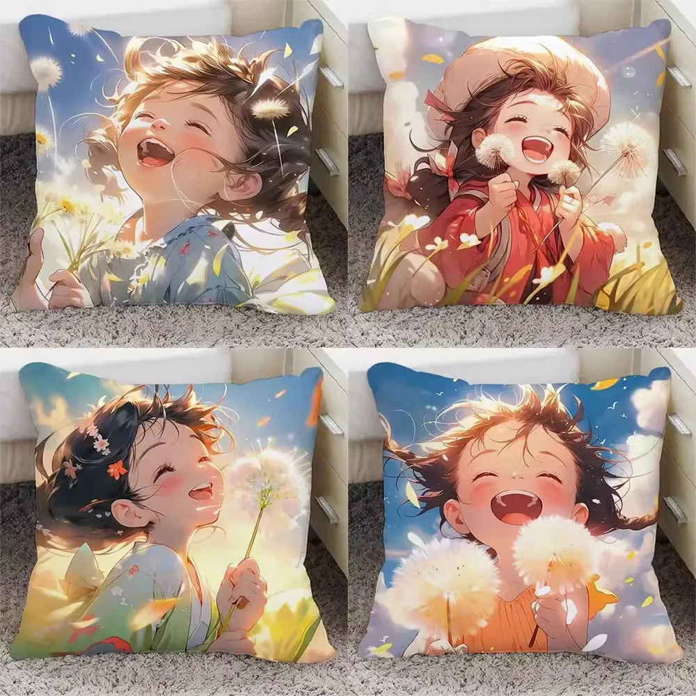 

Cute Girl Healing Pillowcase Dormitory Decoration Office Living Room Sofa Home Pillowcase