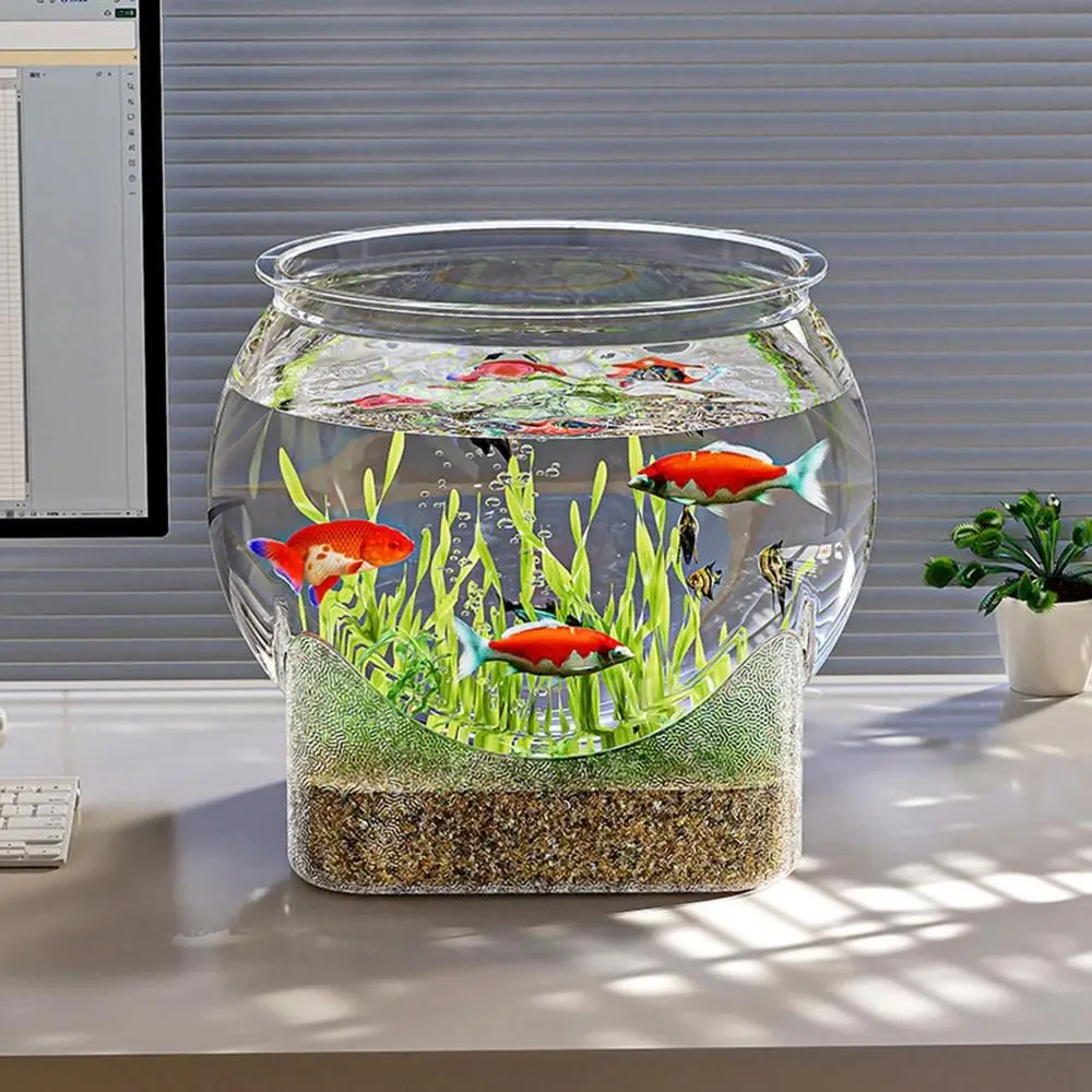 2025 Clear Fish Tank Resistant Falling Enhance Viewing Experience Desktop Aquarium Durable Round Ornamental Fish Decor