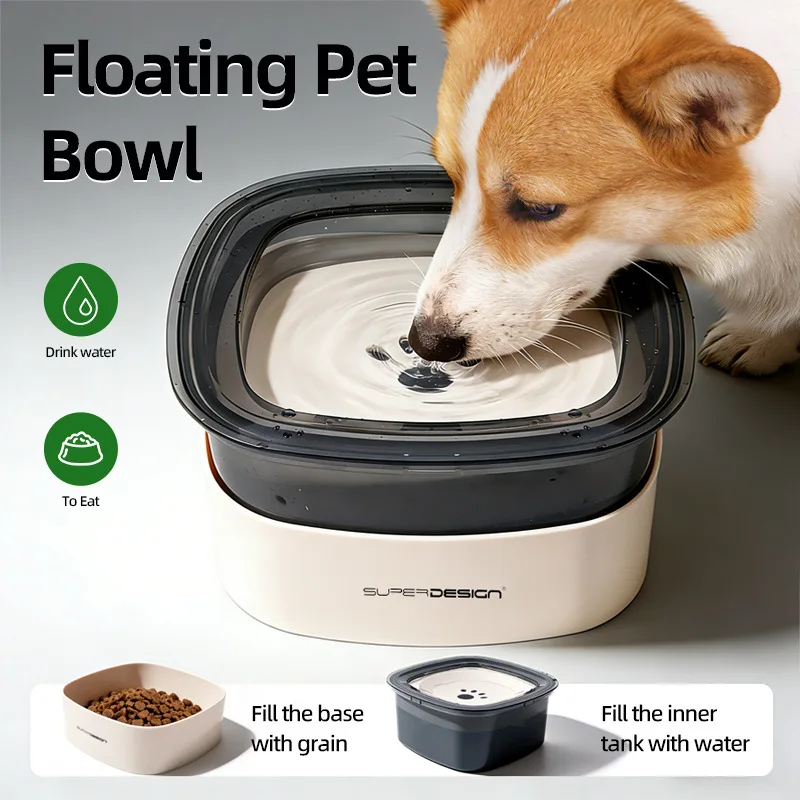 Suspended Elevated Pet Water Bowl Detachable No‑Wet‑Mouth Stackable Feeder Dog Cat Drinking Feeding Dish for Small Medium Pets