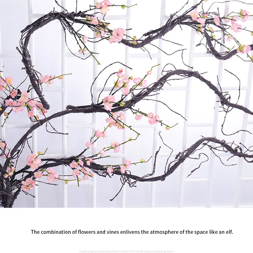 3m Hanging Rattan Artificial Fake Plants Tree Twigs Liana Wall  Trunk Cherry Branches Flexible Vines Garden Wedding Decoration