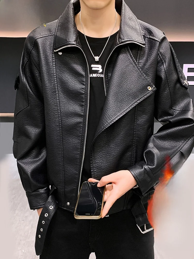 

TUCANO Premium Leather Biker Jaet Men's Faionable Vintage American Sle Thiened Warm Casual Long Sve Zipper Coat