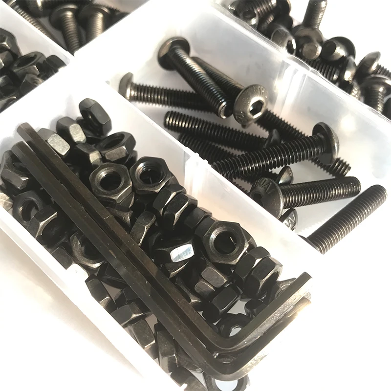 Sechs kant schraube und Muttern satz m2 m3 m4 m5 m6 schwarz 10,9 Grad Knopf kopf Innen sechs kant schraube Sechs kant buchse Rundkopf Inbus schraube – Detail 5