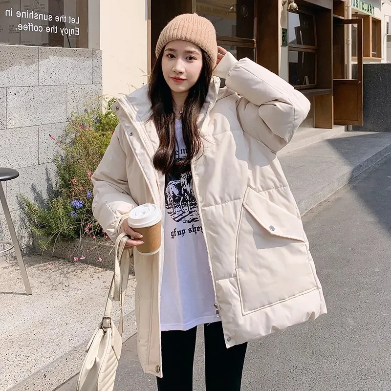 Winter Warm Casual Loose Parkas Women's Down Cotton Jacket Coats Solid Oversize Elegant Female Soft Thick Puffer Jackets
