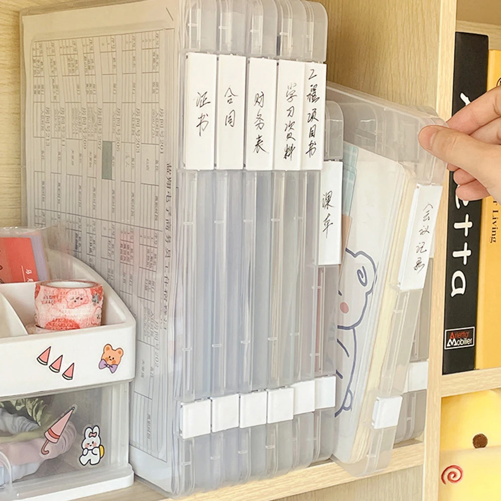 A4 File Storage Box PP Waterproof Transparent Document Storage Folder Organizer School Office for Stationery Supplies