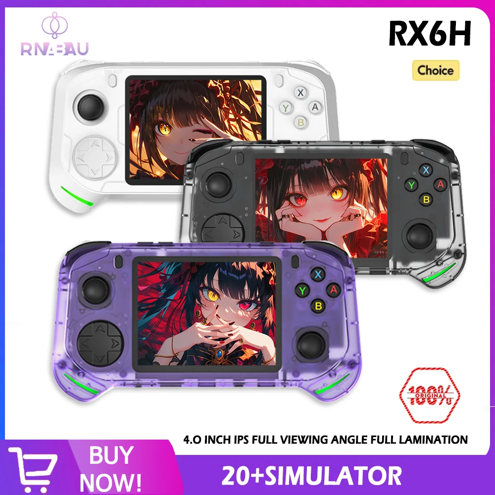 

NEW RX6H Handheld Game Console 3.5-in 640*480 IPS Screen 64 Bit System Built in 15K+Games Linux System 128GB Games Kid Gift