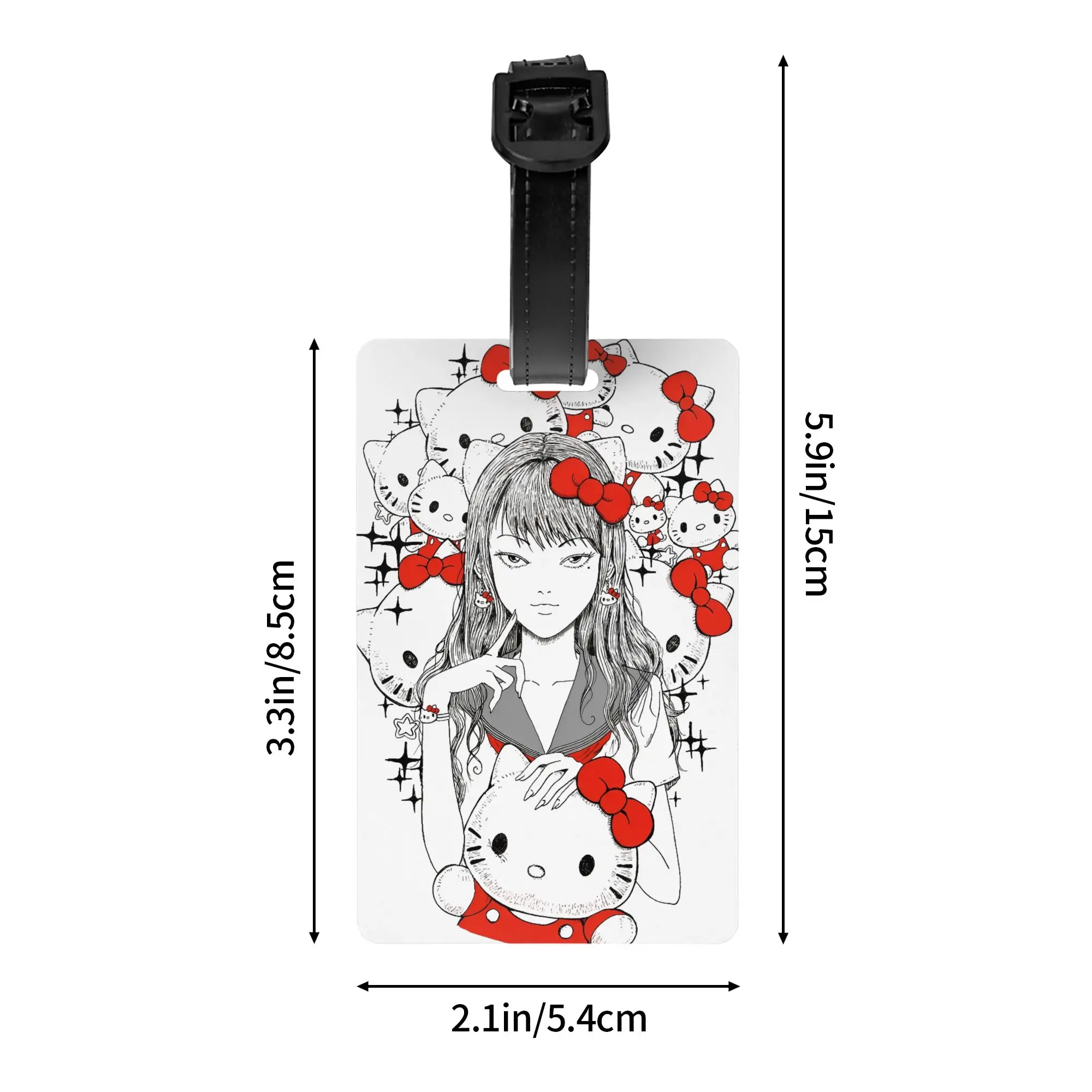 Junji Ito Hello Kitty Tag Bagasi Horor Aksesoris Perjalanan Koper Tas Bagasi Tag ID Alamat Pesawat Tag Bagasi Hadiah