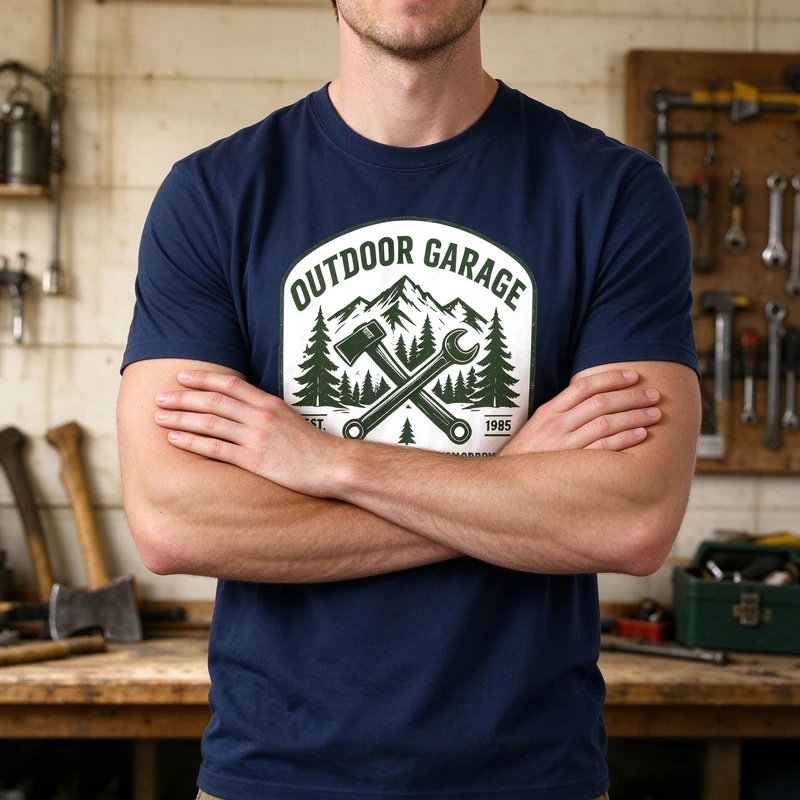 Outdoor Garage T-Shirt Tools for A Better Tomorrow Mountain Forest Wrench Axe Graphic Tee Camping Workwear Handyman Casual Top