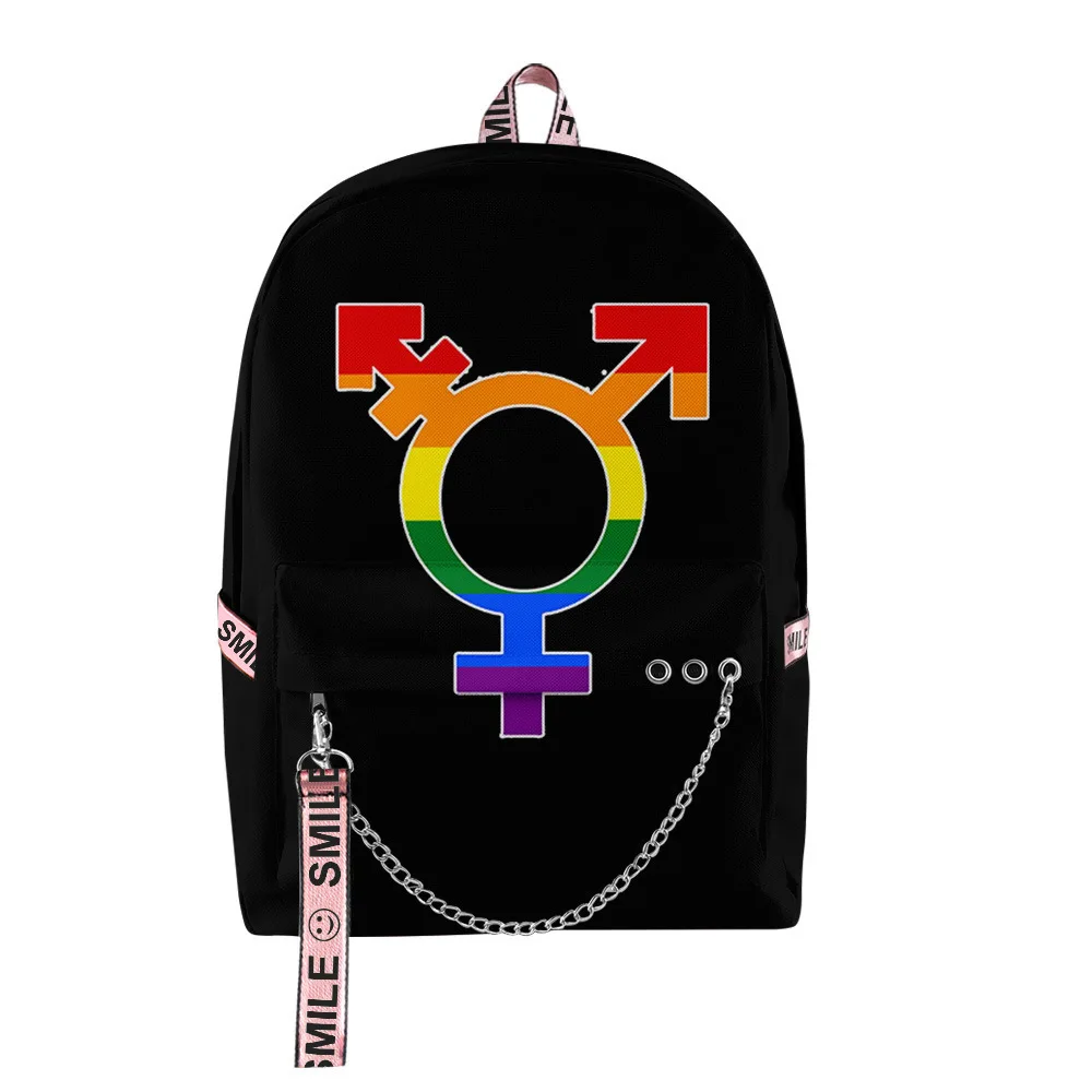 Harajuku Novelty Rainbow LGBT Gay Student School Bags Unisex 3D Print Oxford Waterproof Notebook multifunction Travel Backpacks