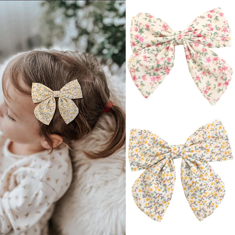 

Oaoleer 2Pcs/set New Daisy Flower Hair Bow Clips for Kids Girls Cute Bowknote Hairpin Kids Barrettes Summer Hair Accessories