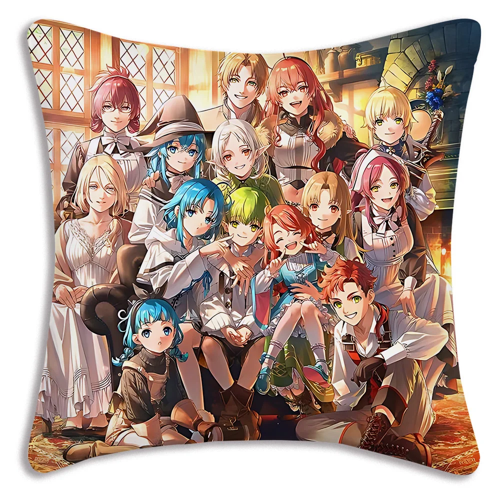 F-FrierenS Pillow Covers Cartoon Sofa Decorative Home Double-sided Printing Short Plush Cute Cushion Cover