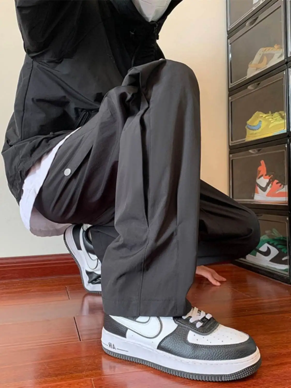 

Мужские свободные брюки-карго с широкими штанинами, новый дизайн, осень-зима, большие размеры, 300 Pou, американский уличный стиль, повседневные брюки