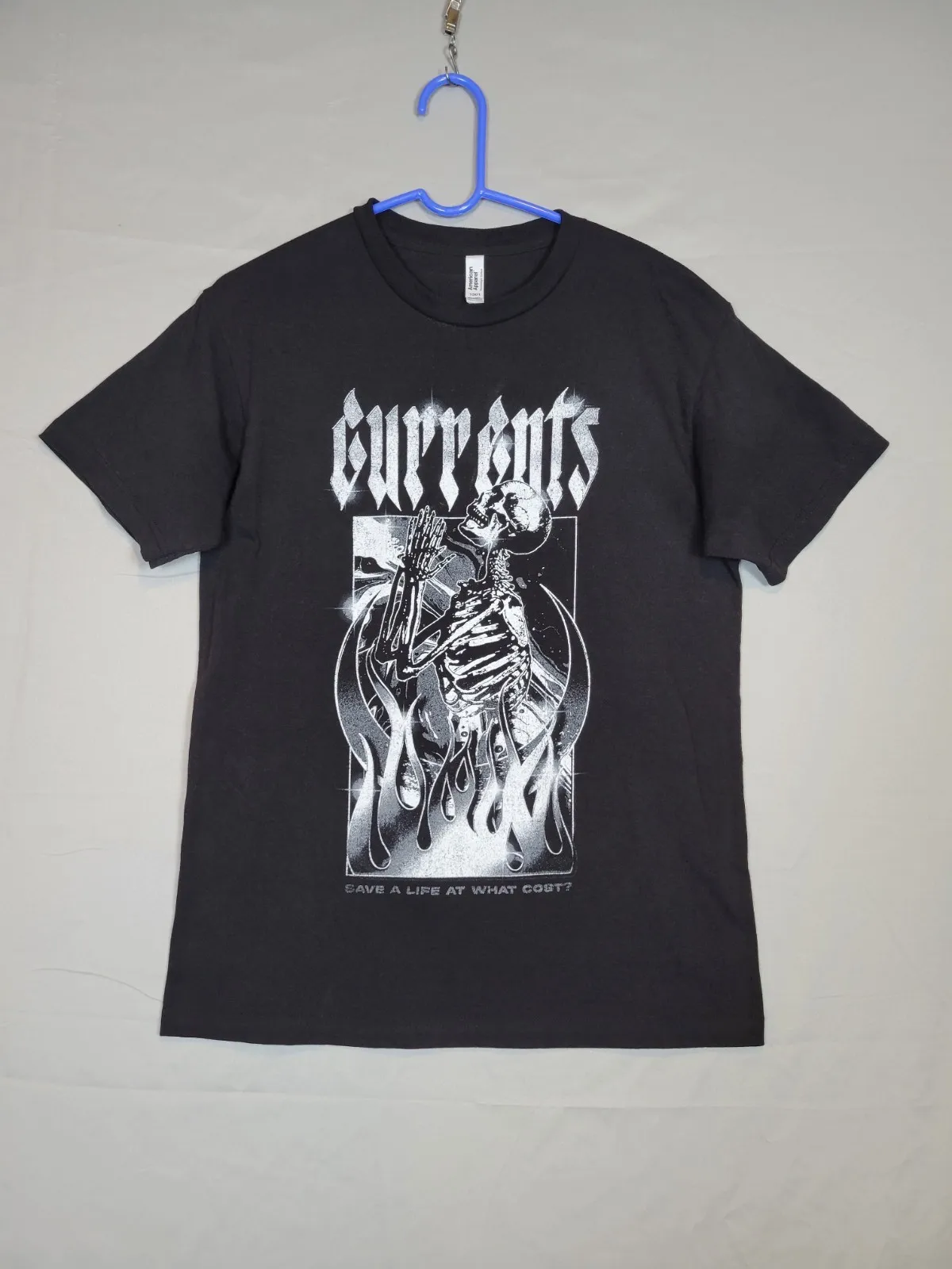 Currents Save A Life Skeleton T-Shirt Unisex Medium Black Graphic Metal Band