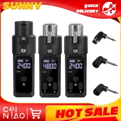 Imagen 1 del producto Sistema Adaptador XLR UHF, Sistema de Transmisor y Receptor de Micrófono Inalámbrico para Micrófono Dinámico, Guitarra, Mezclador de Audio