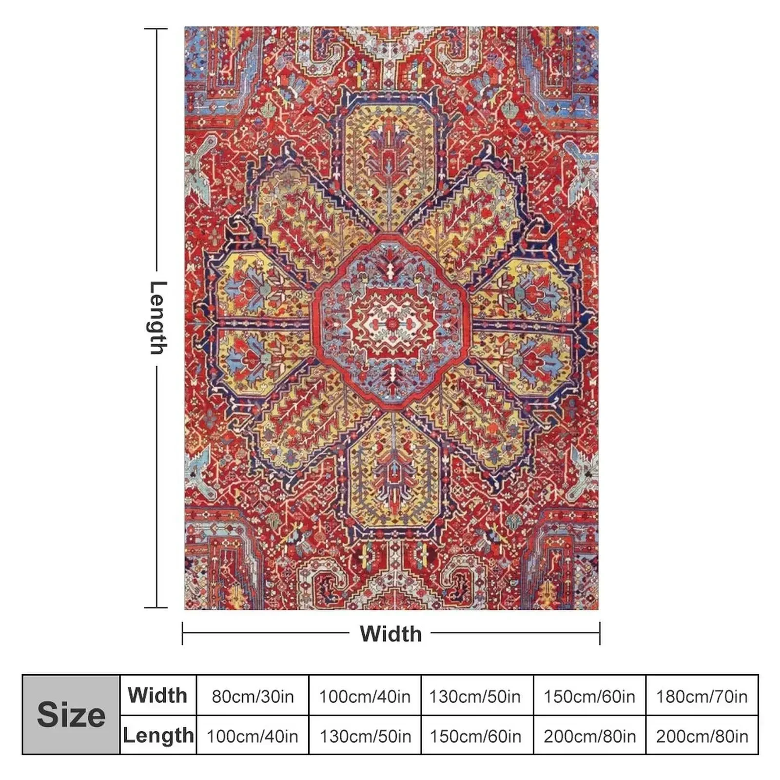 Heriz Azerbaijan Northwest Persian Carpet Print Throw Blanket Personalized Gift Heavy Soft Big Blankets