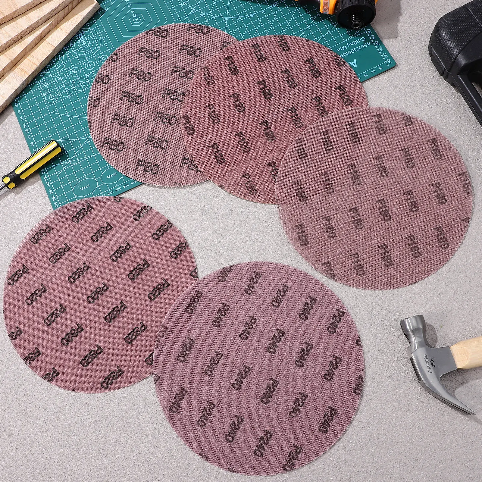 

10Pcs Drywall Sanding Discs Hook Loop Sandpaper Assortment 80-320 Grit Wall Repair Polishing Sander Pads Mesh Sheets Set