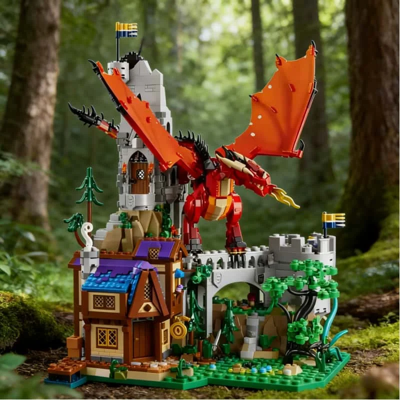 

3745 штук Epic Red Dragon Battle Dungeons & Dragons Средневековый замок Red Dragon Legend Building Blocks Рождественский подарок