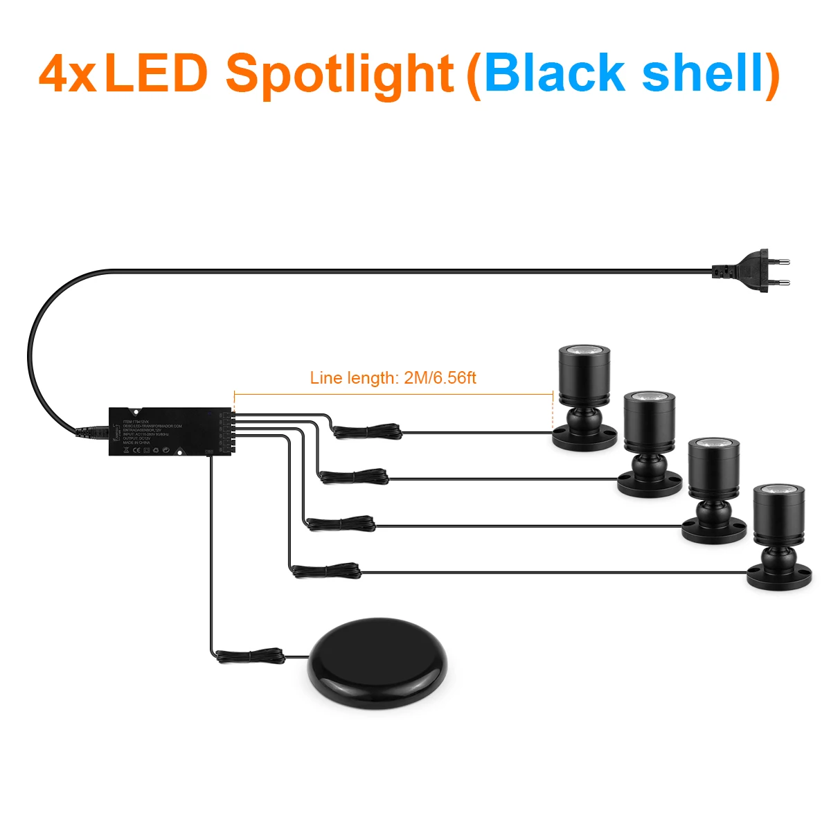 12V LED-kastdisplaylamp met aanraakschakelaardimmer - penetratie hout/glas 20 mm, 3W spotlight, warm/neutraal/wit