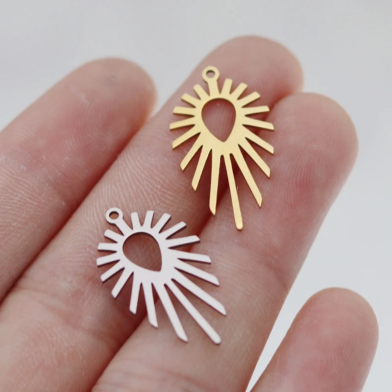 3pcs Tassel Sunshine Heart Rays DIY Earrings Bracelets Girl Stainless Steel Pendant Charms for Jewelry Making Necklace Materials