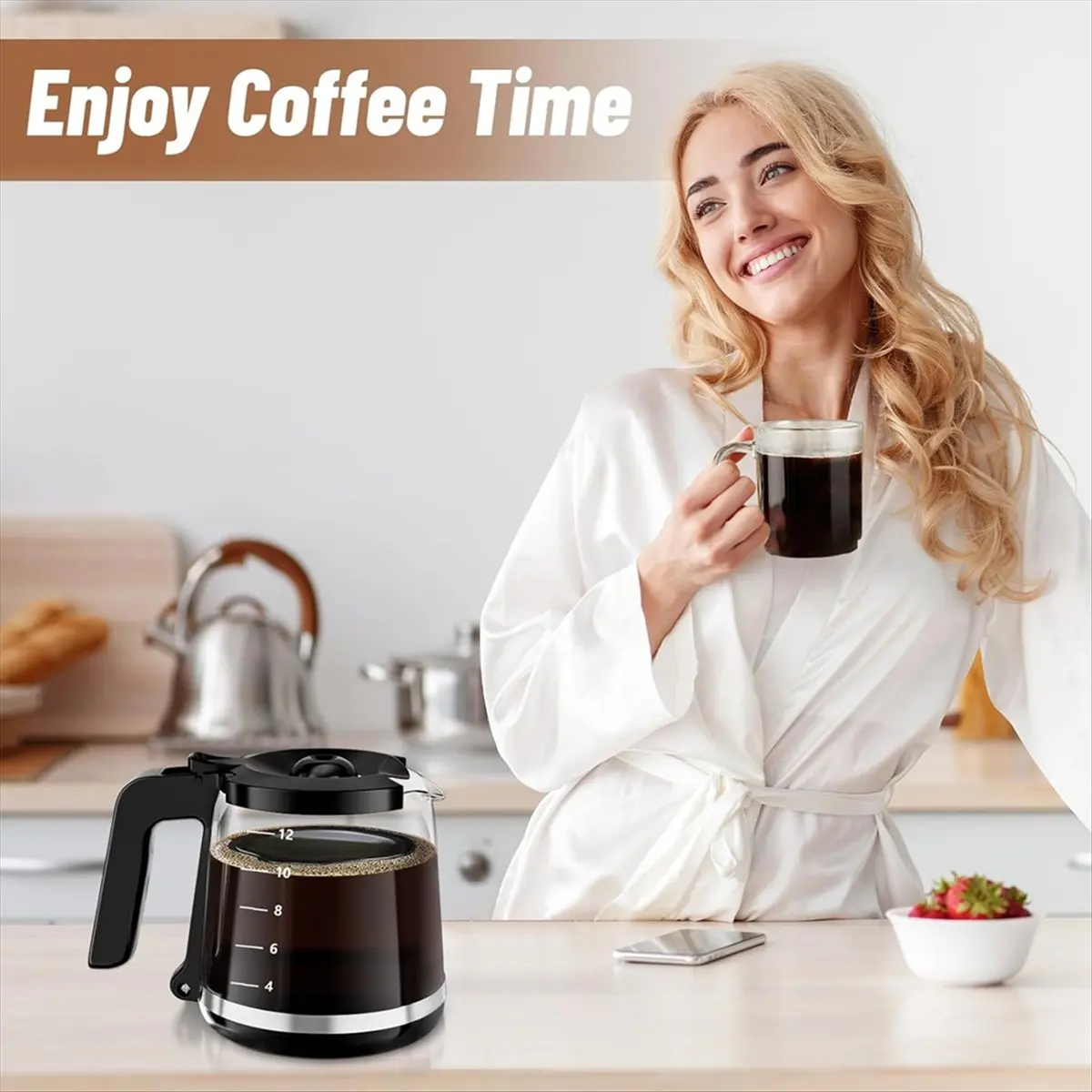 استبدال وعاء القهوة سعة 12 كوبًا للصانع والكمبيوتر الشخصي وSC وBVMC-RF300 وBVMC-MSX23-NLY وBVMC-SC12BL1-2 #3