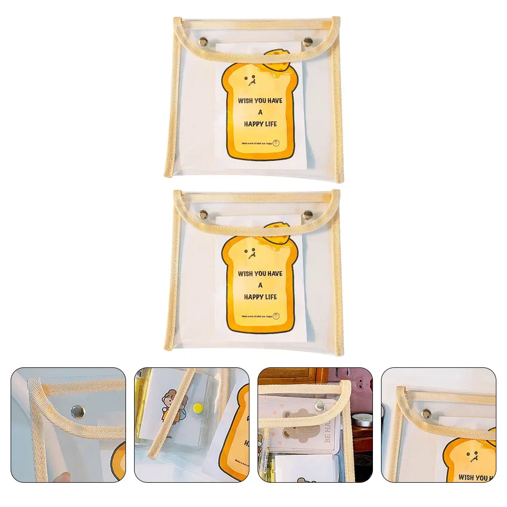 

2Pcs Large Capacity PVC Makeup Bag Waterproof Snap Fastener Organizer Travel Storage Pouch Wallets Keys Phone