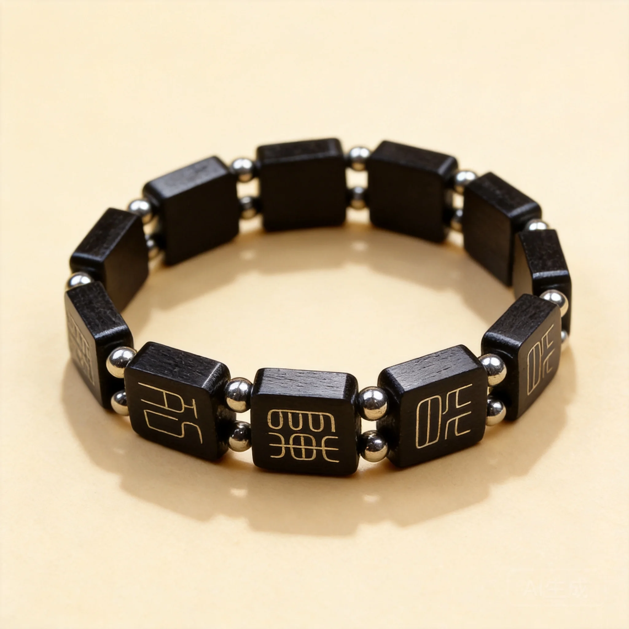 

Chinese Traditional Lucky Jujube Wood Bracelet Inlaid Silver Nine Character Mantra Square Bead Prayer Bracelet Bring Good Fortun