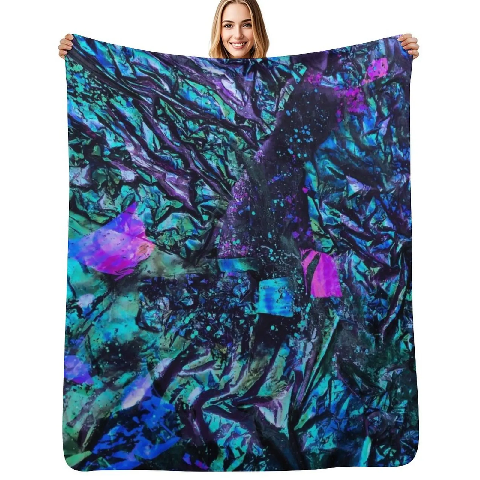 

Peacock Iridescent Throw Blanket For Decorative Sofa christmas gifts halloween Blankets