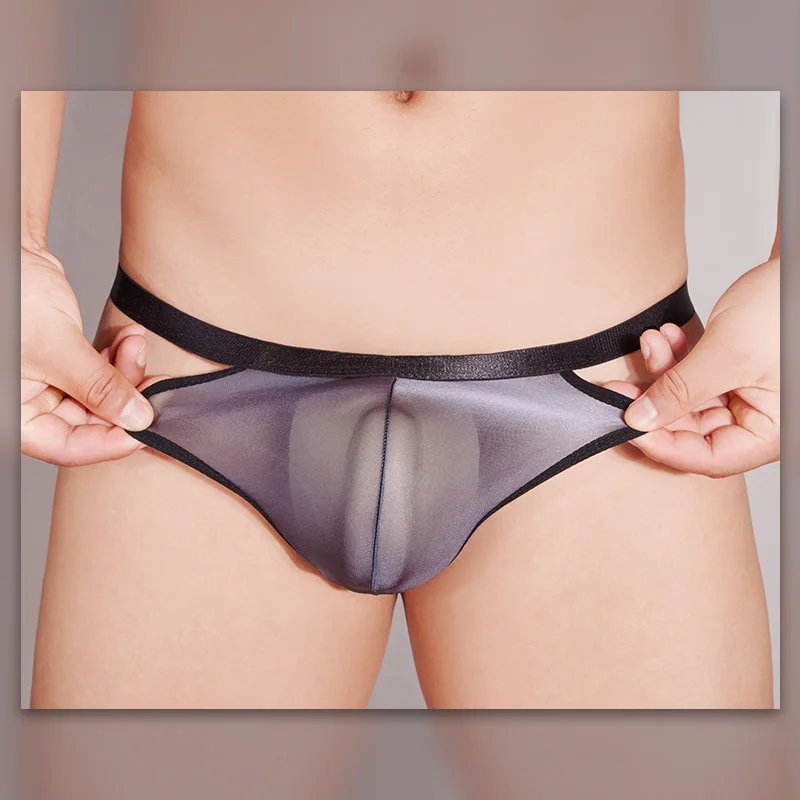 

Silky Buttocks Hollow Thongs Sexy Ball Pouch Lingerie Men Mini Bandage Tangas Breathable Jockstrap Masculina Soft Erotic Panties