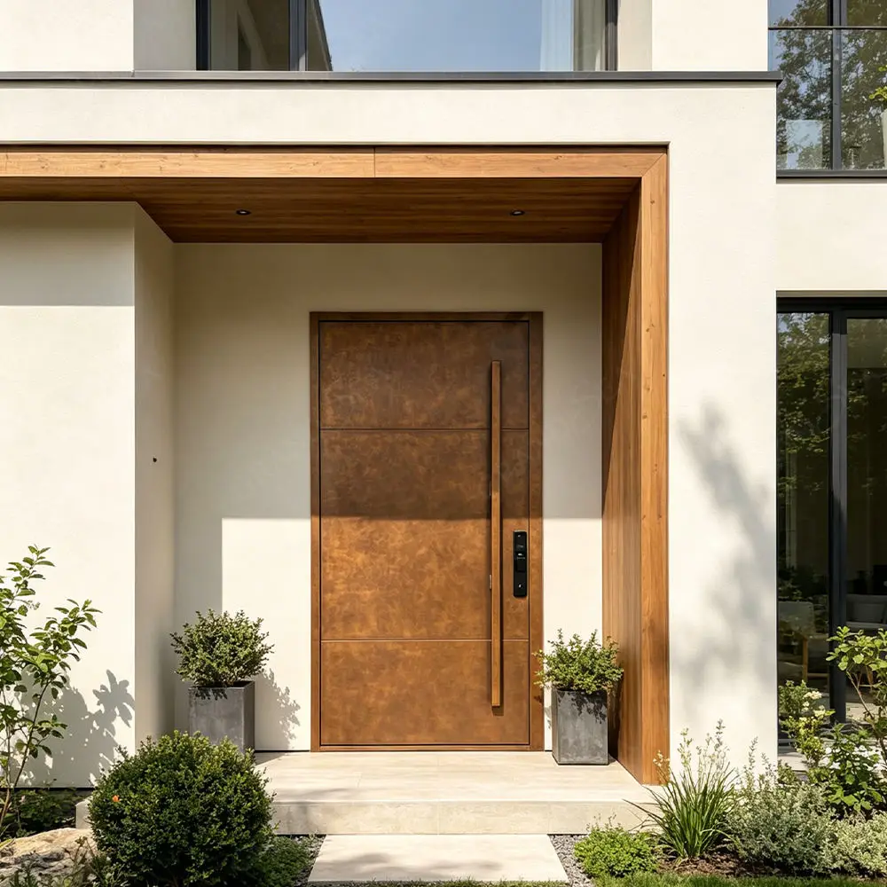 Household Wood Grain Color Corrosion Resistant Revolving Door Matte Polishing Hurricane Resistant Design Manual Pivot Doors