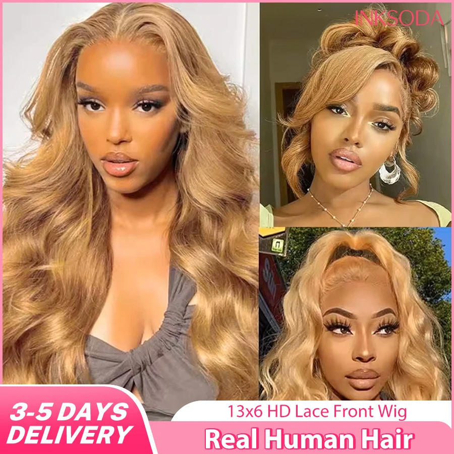 

Плойка для наращивания волос Body Wave, 36 дюймов, 220% плотность # 27 париков Honey Blonde с прозрачной HD-основой 13x6 и фронтальной частью 13x4 из бразильских человеческих волос