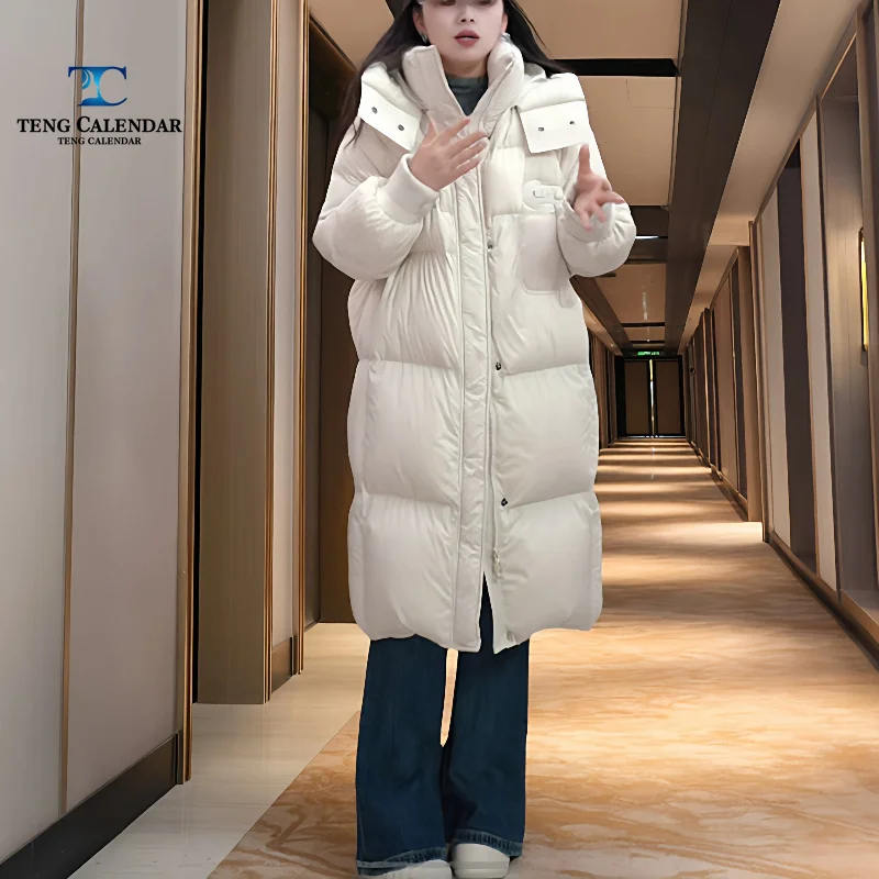 Long Goose Down Suit, Three Proof Thick Loose Hooded Goose Down Jacket, Women's 2026 New Model