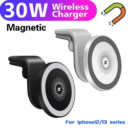 30W Magnetic Fast Car Wireless Charger Phone Holder for Magsafe IPhone 14 13 12 Pro Max Samsung Air Vent Charging Stand