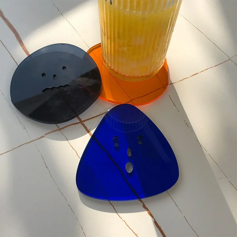 Acrylic Coasters Blue Shaped Ins Waterproof and Heat Resistant Cups Mats Reusable Hot Pad Table Protector Kitchen Item Accessory