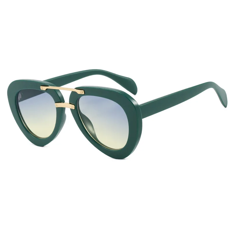 New Double Bridge Men Pilot Sunglasses Fashion Gradient Shades UV400 Women Trendy Blue Green Women Sun Glasses