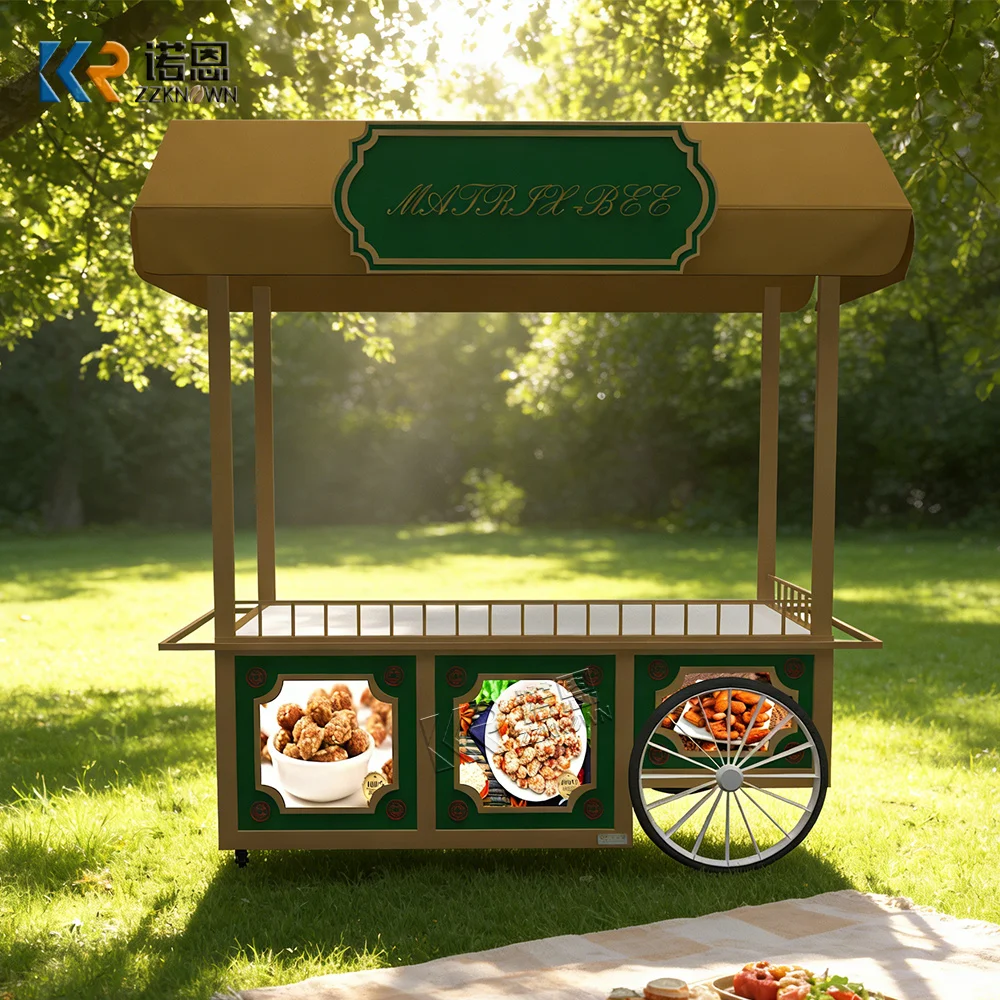 

Deluxe Outdoor Food Cart Mobile Street Coffee Dessert Snack Kiosk Vibrant Vendor Ice Cream Cart For Festival Events