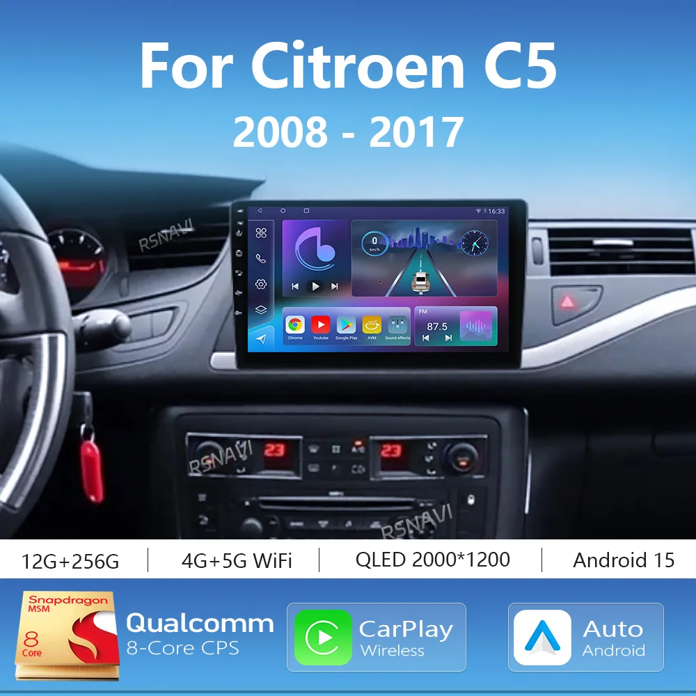 

Android 15 Carplay автомобильный радиоприемник мультимедиа для Citroen C5 2008 2009 2010-2017 навигация видео DVD авторадио стерео 2Din головное устройство