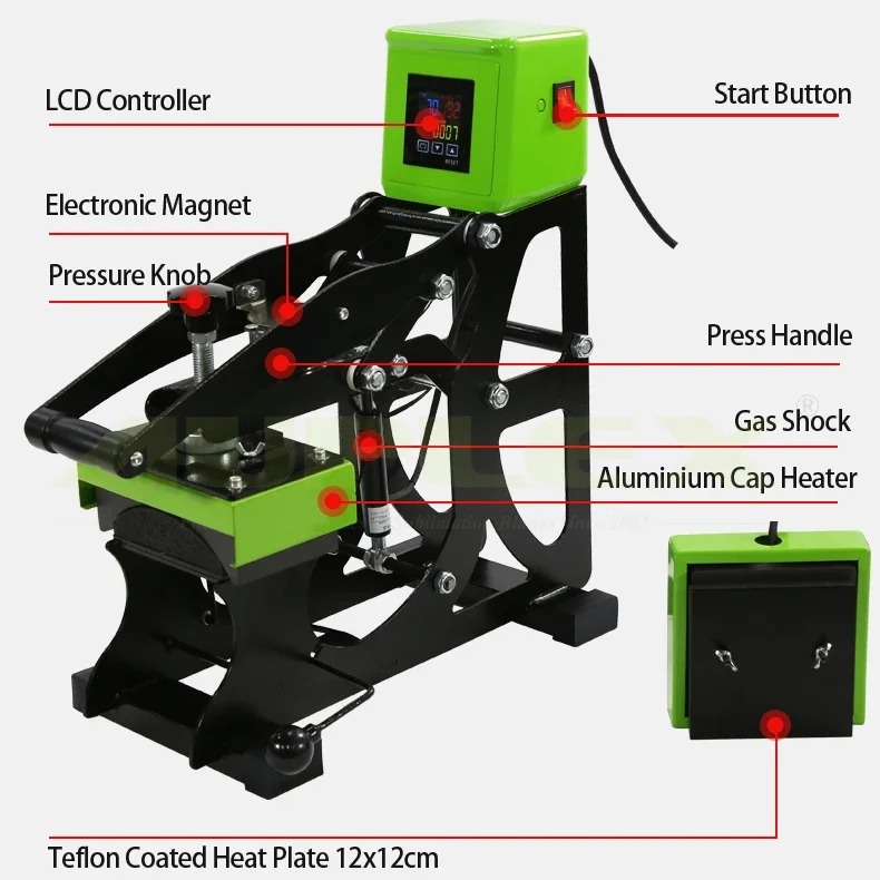 2IN1 التلقائي آلة طباعة الملصقات على القمصان قبعة قبعة طباعة قبعة الصحافة الحرارة مع طباعة الشعار