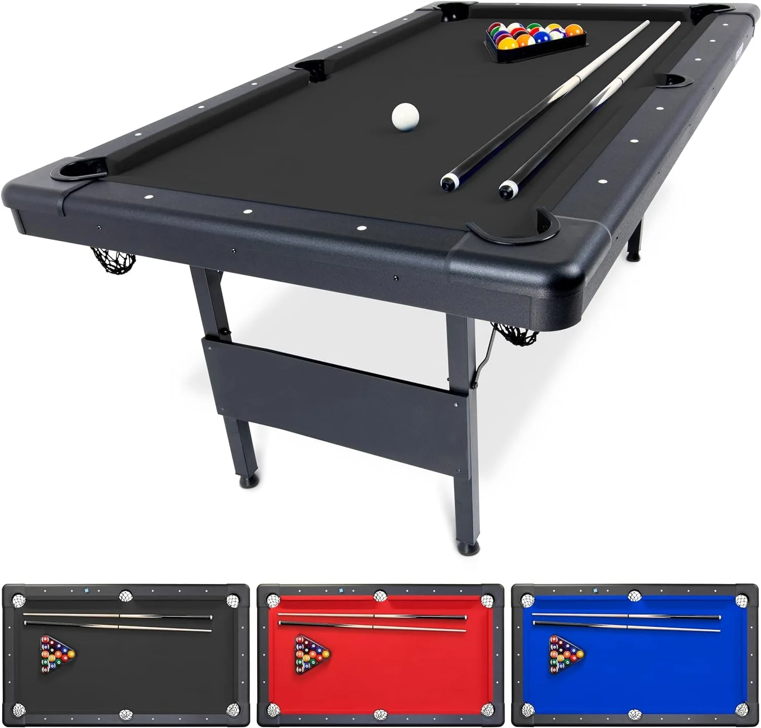 

Billiards Table - Portable Pool Table - includes Full Set of Balls, Cue Sticks, Chalk and Felt Brush