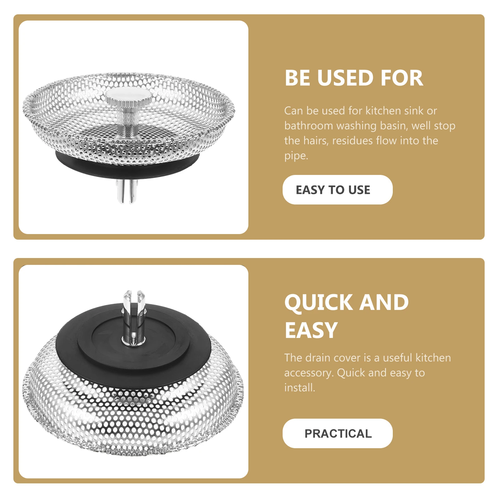 

Rubber Stainless Steel Sink Drain Strainer Stopper Kitchen Sink Filter Plug Anti-Clogging Odor Prevention