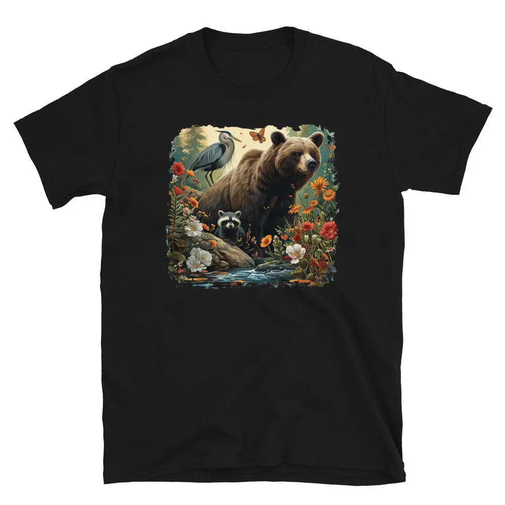 Artistic Wildlife T-Shirt - Bear Nature Inspired Graphic Unisex Tee Tees Y2K tops Unisex Summer Short Sleeve