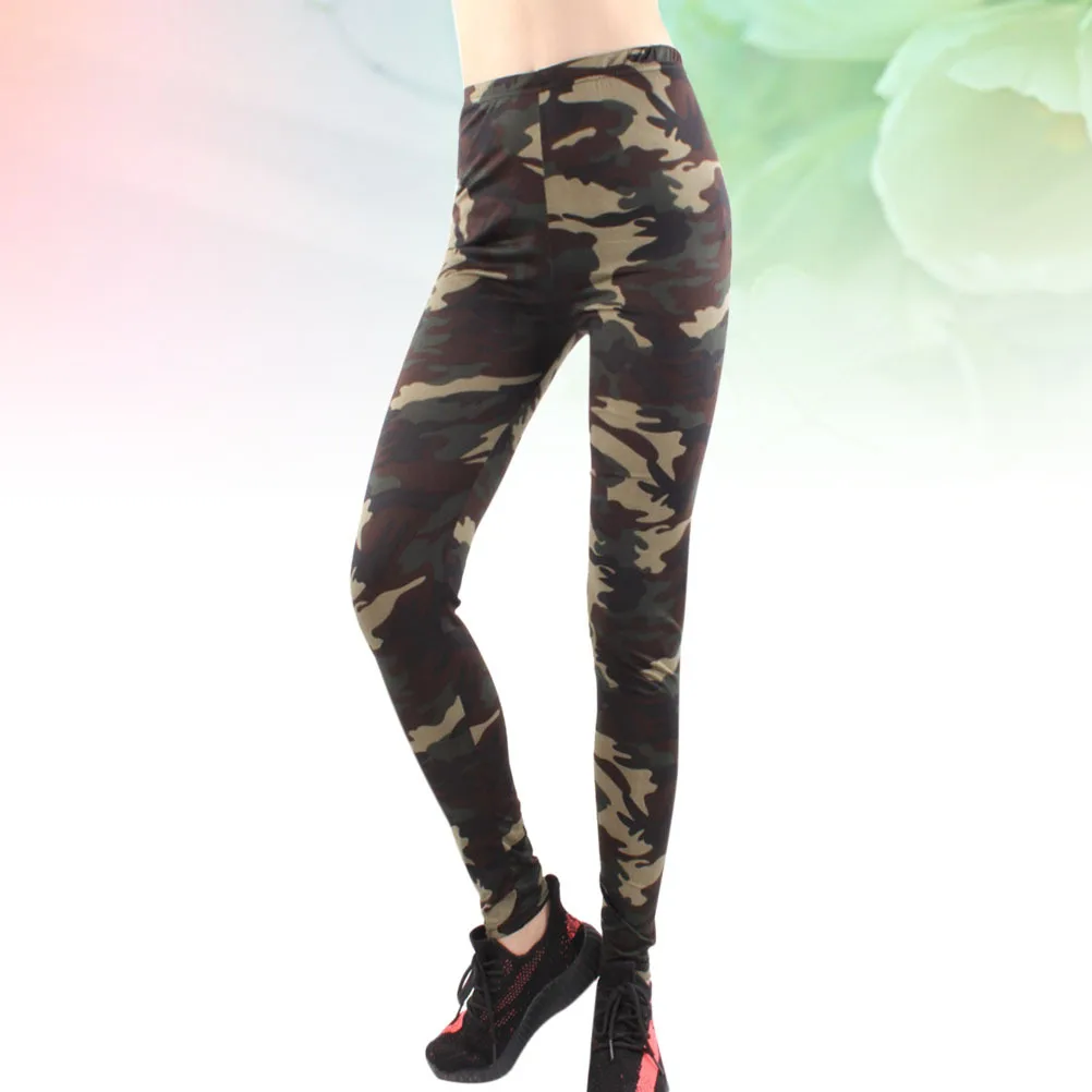 

High Waist Green Camo Yoga Pants Women Breathable Stretch Leggings for Gym Fitness Running Athletic Wear Tights