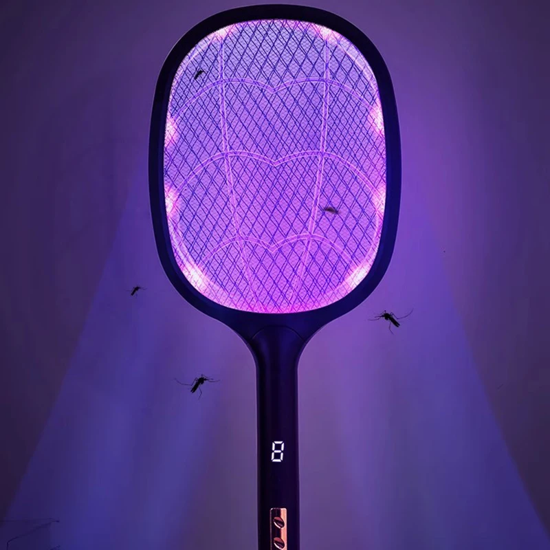 Rechargeable Electric Mosquito Swatter and Zapper 2 in 1 High Voltage Bug Killer Lamp for Indoor Outdoor Home Use Portable Fly
