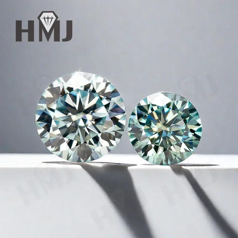 

Round Moissanite Stone with GRA Certificate Loose Gemstones Beads for Custom Jewelry Making (Never Fade) Natural Aqua Blue