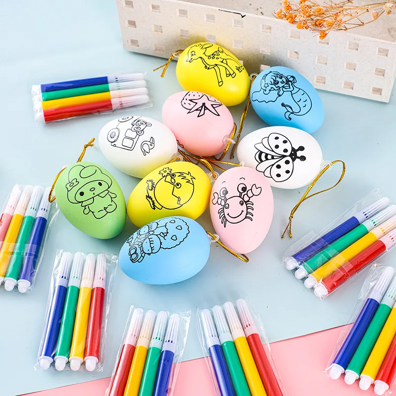 10Pcs DIY Arts Painting Eggs Color Filling Drawing Toys for Kids Birthday Party Favors Kindergarte Prizes Baby Shower Party Gift