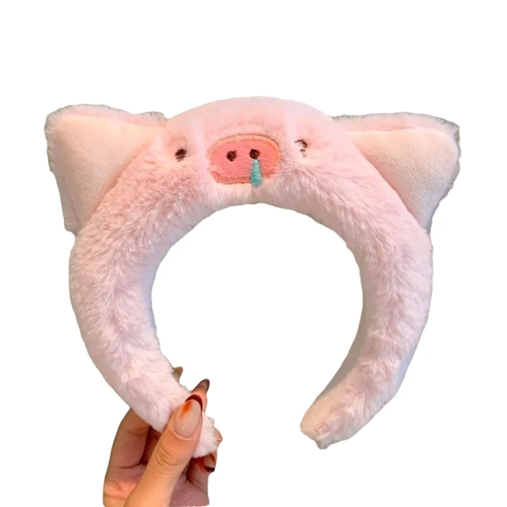 

Cute Plush Pink Pig Headband Party Headwear Hair Accessories Hairband Cartoon Headhoop Makeup