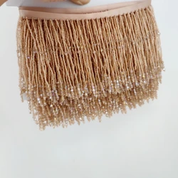 10cm Wide Seed Beads and Crystal Beads Beaded Fringe, Fashion Dress Costume Couture Crystal Fringe, Lampshade DIY Craft Fringe