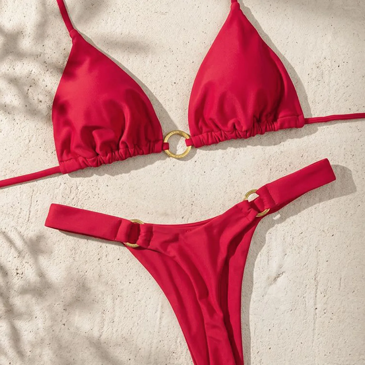 2026 New Bikini Set for Women T Back Low Rise Swimsuit Solid Color Tie Side Thong Bikini Bottom Sexy Beach Bathing Suit view 4
