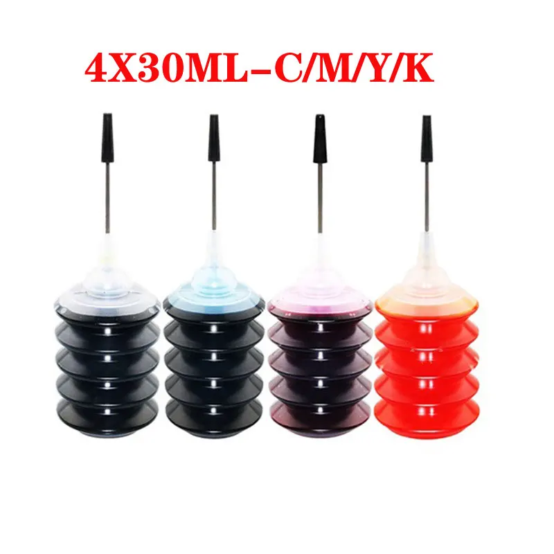 Universal Garrafa Dye Ink Refill Kit, substituição para HP, Canon, irmão, impressora Epson, 30ml, 4 Pack