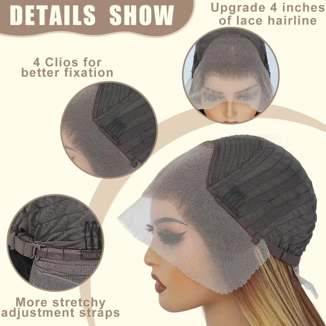 40 بوصة تسليط الضوء على 4/27 مستقيم 13x6 الدانتيل الباروكة الأمامية شعر الإنسان 200 الكثافة البرازيلي الشعر البشري قبل قطعها الملونة الدانتيل الباروكات